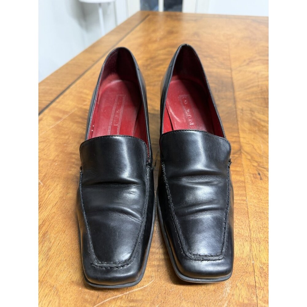 Vtg 90s Enzo Angiolini EA Flexo Women’s 8.5 Black Leather Pump Square Toe Heels